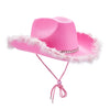 Western Style Cowboy Hat with Feather Accents Wide Brim Sun Protection-Winter Hats-Arimonz-Pink-One Size-Arimonz