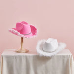 Western Style Cowboy Hat with Feather Accents Wide Brim Sun Protection-Winter Hats-Arimonz-Arimonz