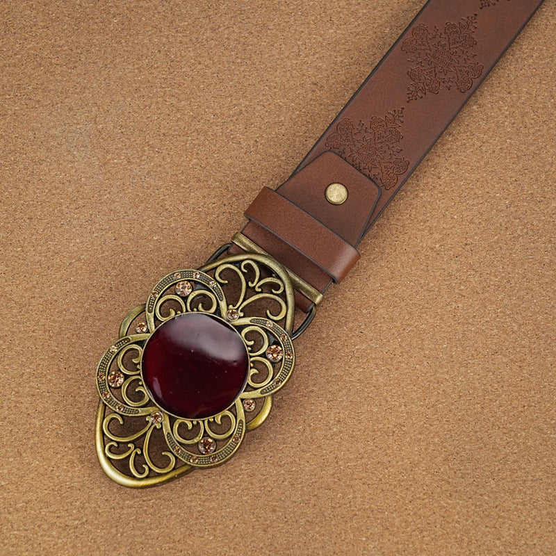 Western Vintage Fashionable Belt Decorative Printed Engraved Belt-Women's Belts-Arimonz-Arimonz