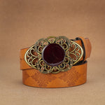 Western Vintage Fashionable Belt Decorative Printed Engraved Belt-Women's Belts-Arimonz-Brown-120cm/47"-Arimonz