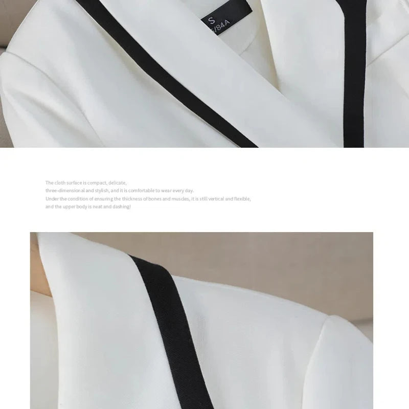 White Business Formal Workwear Attire Jacket Blazer and Pants Outfits-Wear To Work Sets-Arimonz-Arimonz