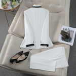 White Business Formal Workwear Attire Jacket Blazer and Pants Outfits-Wear To Work Sets-Arimonz-Arimonz