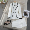 White Business Formal Workwear Attire Jacket Blazer and Pants Outfits-Wear To Work Sets-Arimonz-Blazer and Pants White Set-S-Arimonz