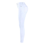 White Distressed Curvy Jeans Women Mid High Waist Stretch Denim Pants-Skinny Jeans-Arimonz-Arimonz