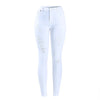 White Distressed Curvy Jeans Women Mid High Waist Stretch Denim Pants-Skinny Jeans-Arimonz-white-L-Arimonz