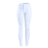 White Distressed Curvy Jeans Women Mid High Waist Stretch Denim Pants-Skinny Jeans-Arimonz-Arimonz