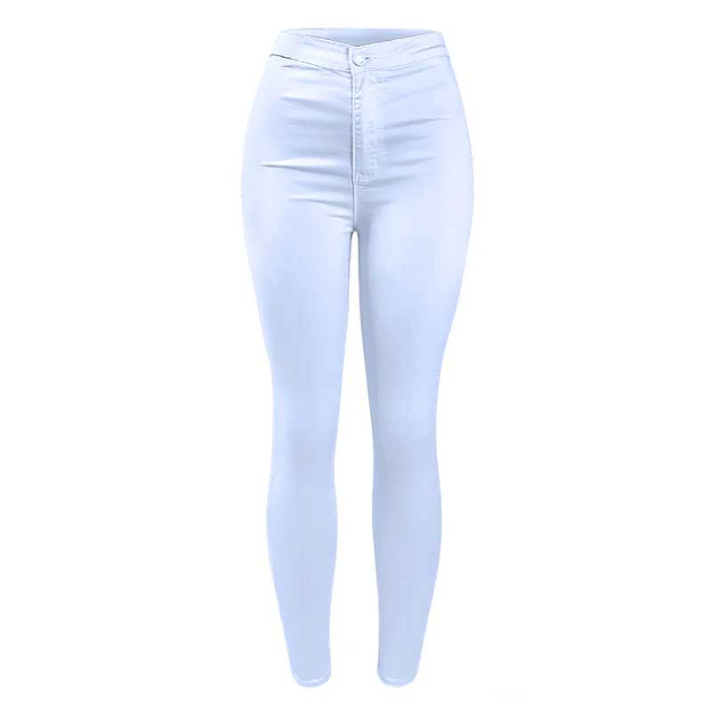 High Waist White Basic Stretch Skinny Denim Pants Trousers Jeans