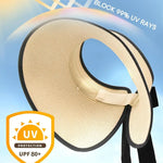 Wide Brim Beach Hat Foldable Straw Sun Visor Hat Ponytail Summer Hat-Summer Hats-Arimonz-Arimonz
