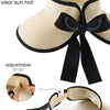 Wide Brim Beach Hat Foldable Straw Sun Visor Hat Ponytail Summer Hat-Summer Hats-Arimonz-Arimonz
