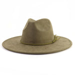Wide Brim Felt Jazz Classic Fedoras Hat Suede Autumn Winter Top Hat-Hats-Arimonz-army green-22in-Arimonz