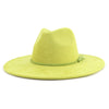Wide Brim Felt Jazz Classic Fedoras Hat Suede Autumn Winter Top Hat-Hats-Arimonz-Avocado green-22in-Arimonz