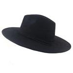Wide Brim Felt Jazz Classic Fedoras Hat Suede Autumn Winter Top Hat-Hats-Arimonz-black-22in-Arimonz