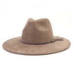 Wide Brim Felt Jazz Classic Fedoras Hat Suede Autumn Winter Top Hat-Hats-Arimonz-cameo brown-22in-Arimonz