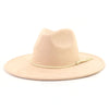 Wide Brim Felt Jazz Classic Fedoras Hat Suede Autumn Winter Top Hat-Hats-Arimonz-champagne-22in-Arimonz