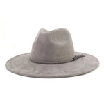 Wide Brim Felt Jazz Classic Fedoras Hat Suede Autumn Winter Top Hat-Hats-Arimonz-Charcoal gray-22in-Arimonz