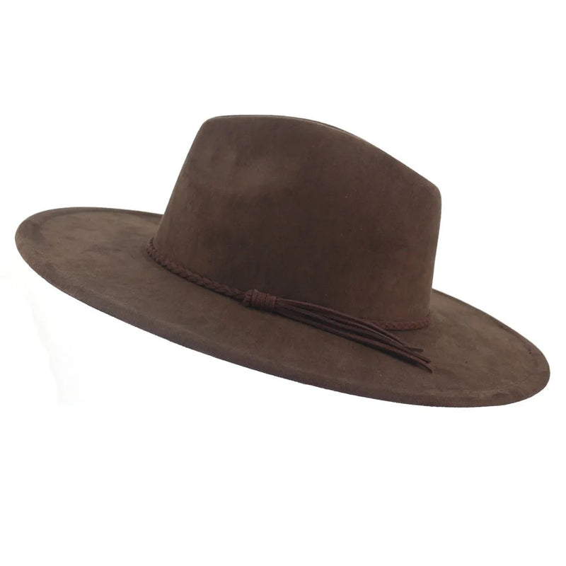 Wide Brim Felt Jazz Classic Fedoras Hat Suede Autumn Winter Top Hat-Hats-Arimonz-coffee-22in-Arimonz