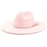 Wide Brim Felt Jazz Classic Fedoras Hat Suede Autumn Winter Top Hat-Hats-Arimonz-Leather pink-22in-Arimonz