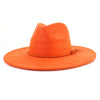 Wide Brim Felt Jazz Classic Fedoras Hat Suede Autumn Winter Top Hat-Hats-Arimonz-orange-22in-Arimonz