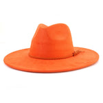 Wide Brim Felt Jazz Classic Fedoras Hat Suede Autumn Winter Top Hat-Hats-Arimonz-orange-22in-Arimonz