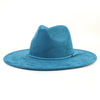 Wide Brim Felt Jazz Classic Fedoras Hat Suede Autumn Winter Top Hat-Hats-Arimonz-Peacock dark blue-22in-Arimonz
