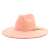 Wide Brim Felt Jazz Classic Fedoras Hat Suede Autumn Winter Top Hat-Hats-Arimonz-Quartz pink-22in-Arimonz