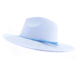 Wide Brim Felt Jazz Classic Fedoras Hat Suede Autumn Winter Top Hat-Hats-Arimonz-sky blue-22in-Arimonz
