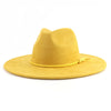 Wide Brim Felt Jazz Classic Fedoras Hat Suede Autumn Winter Top Hat-Hats-Arimonz-turmeric-22in-Arimonz
