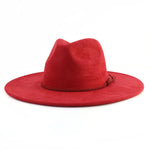 Wide Brim Felt Jazz Classic Fedoras Hat Suede Autumn Winter Top Hat-Hats-Arimonz-wine red-22in-Arimonz