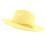 Wide Brim Felt Jazz Classic Fedoras Hat Suede Autumn Winter Top Hat-Hats-Arimonz-Yellow-22in-Arimonz