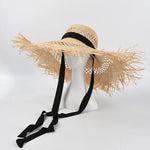 Wide Brim Hollow Breathable Raffia Straw Beach Summer Hat For Women-Summer Hats-Arimonz-Arimonz