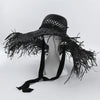 Wide Brim Hollow Breathable Raffia Straw Beach Summer Hat For Women-Summer Hats-Arimonz-black-Arimonz