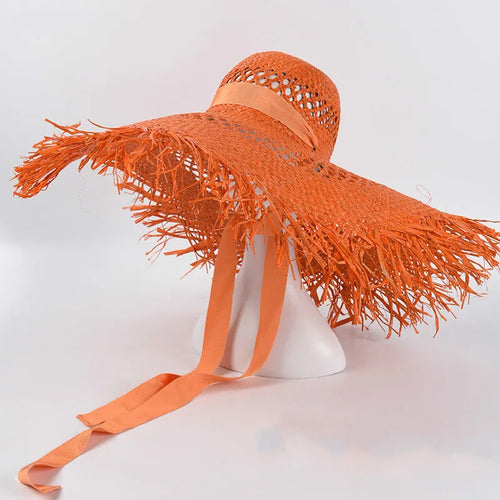 Wide Brim Hollow Breathable Raffia Straw Beach Summer Hat For Women-Summer Hats-Arimonz-Arimonz