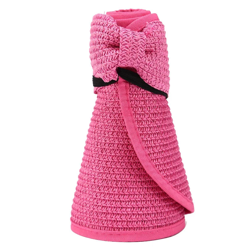 Wide Brim Roll Up Straw Sun Visor Hat Foldable Beach Summer Hat-Summer Hats-Arimonz-4-Arimonz