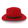 Wide Brim Wool Fedora Classic Cowboy Hat with Dark Brown Leather Band-Hats-Arimonz-Arimonz