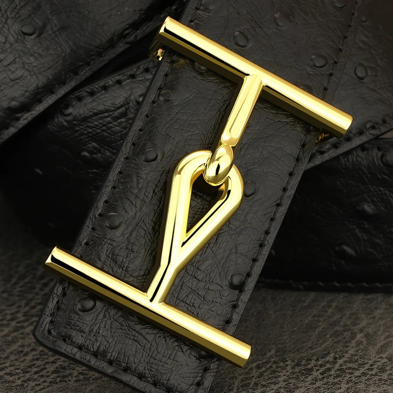 Wide Genuine Leather Slide Buckle Letter Designer Belts Jeans-Belts-Arimonz-Arimonz