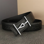 Wide Genuine Leather Slide Buckle Letter Designer Belts Jeans-Belts-Arimonz-Black Silver-buckle-105CM/41inches-Arimonz