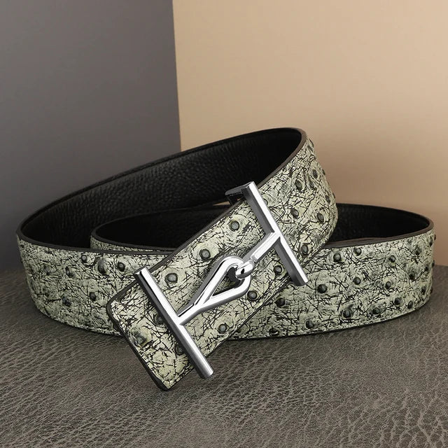 Wide Genuine Leather Slide Buckle Letter Designer Belts Jeans-Belts-Arimonz-Gray Silver-buckle-105CM/41inches-Arimonz