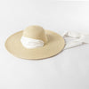 Wide Strap Dome Straw Hat for Women Wide Brim Beach Summer Sun Hat-Summer Hats-Arimonz-Beige-White-56-58CM/22"-Arimonz