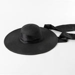 Wide Strap Dome Straw Hat for Women Wide Brim Beach Summer Sun Hat-Summer Hats-Arimonz-Black-Black-56-58CM/22"-Arimonz
