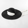 Wide Strap Dome Straw Hat for Women Wide Brim Beach Summer Sun Hat-Summer Hats-Arimonz-Black-White-56-58CM/22"-Arimonz
