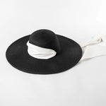 Wide Strap Dome Straw Hat for Women Wide Brim Beach Summer Sun Hat-Summer Hats-Arimonz-Black-White-56-58CM/22"-Arimonz