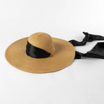 Wide Strap Dome Straw Hat for Women Wide Brim Beach Summer Sun Hat-Summer Hats-Arimonz-Camel-Black-56-58CM/22"-Arimonz