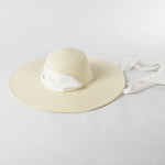 Wide Strap Dome Straw Hat for Women Wide Brim Beach Summer Sun Hat-Summer Hats-Arimonz-Milk White-White-56-58CM/22"-Arimonz