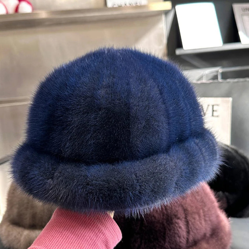 Winter Fashion Genuine Real Mink Fur Winter Warm Women Hat-Winter Hats-Arimonz-Arimonz