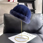 Winter Fashion Genuine Real Mink Fur Winter Warm Women Hat-Winter Hats-Arimonz-blue-21-23in-Arimonz