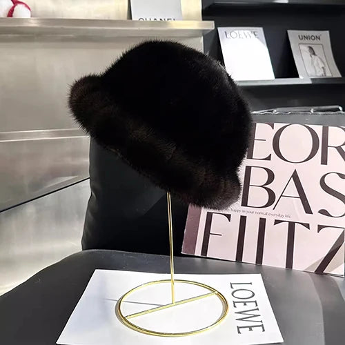 Winter Fashion Genuine Real Mink Fur Winter Warm Women Hat-Winter Hats-Arimonz-dark brown-21-23in-Arimonz
