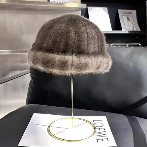 Winter Fashion Genuine Real Mink Fur Winter Warm Women Hat-Winter Hats-Arimonz-grey-21-23in-Arimonz