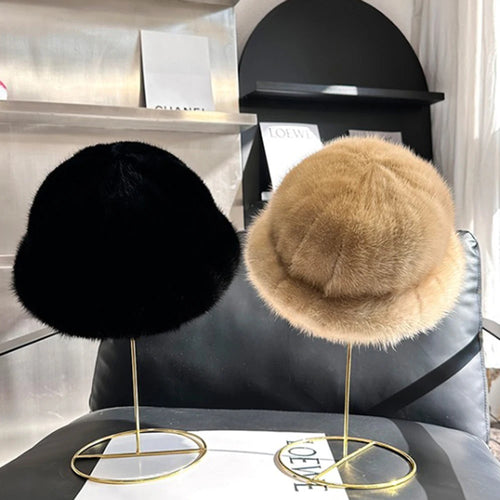 Winter Fashion Genuine Real Mink Fur Winter Warm Women Hat-Winter Hats-Arimonz-Arimonz