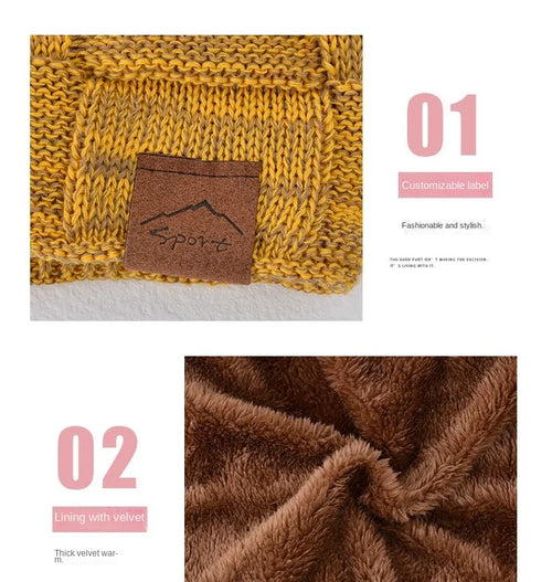 Winter Hat Warm Plus Size Outdoor Knitted Hat Wool Bobble Hat Beanie-Winter Hats-Arimonz-Arimonz