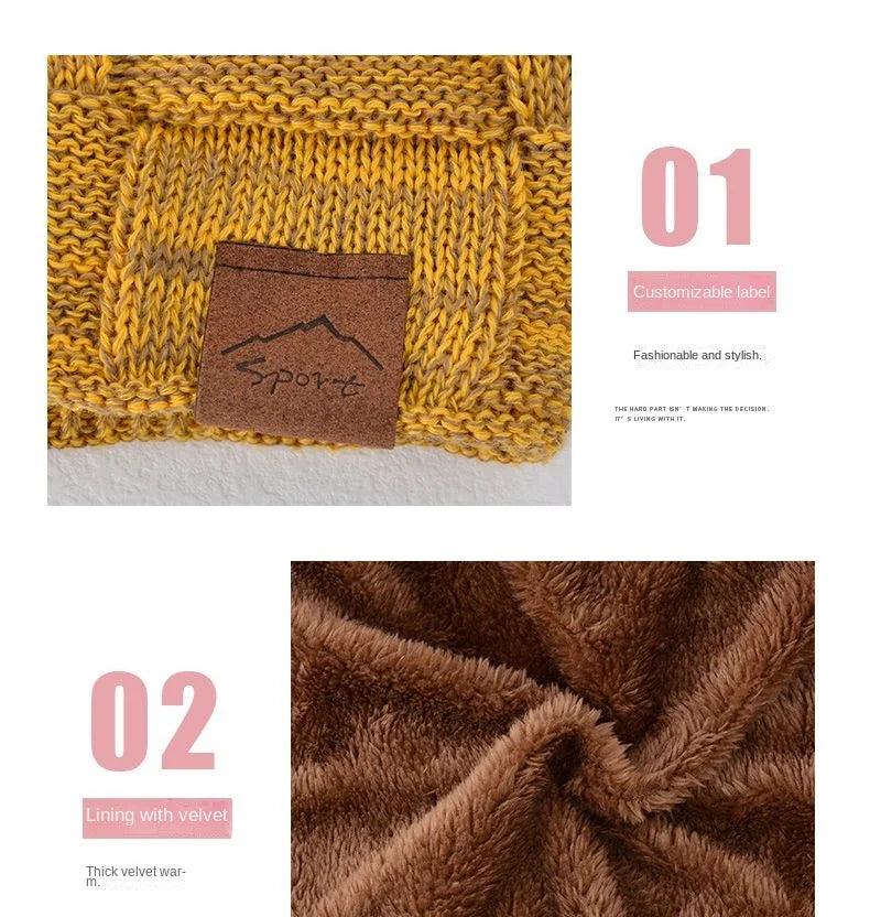 Winter Hat Warm Plus Size Outdoor Knitted Hat Wool Bobble Hat Beanie-Winter Hats-Arimonz-Arimonz